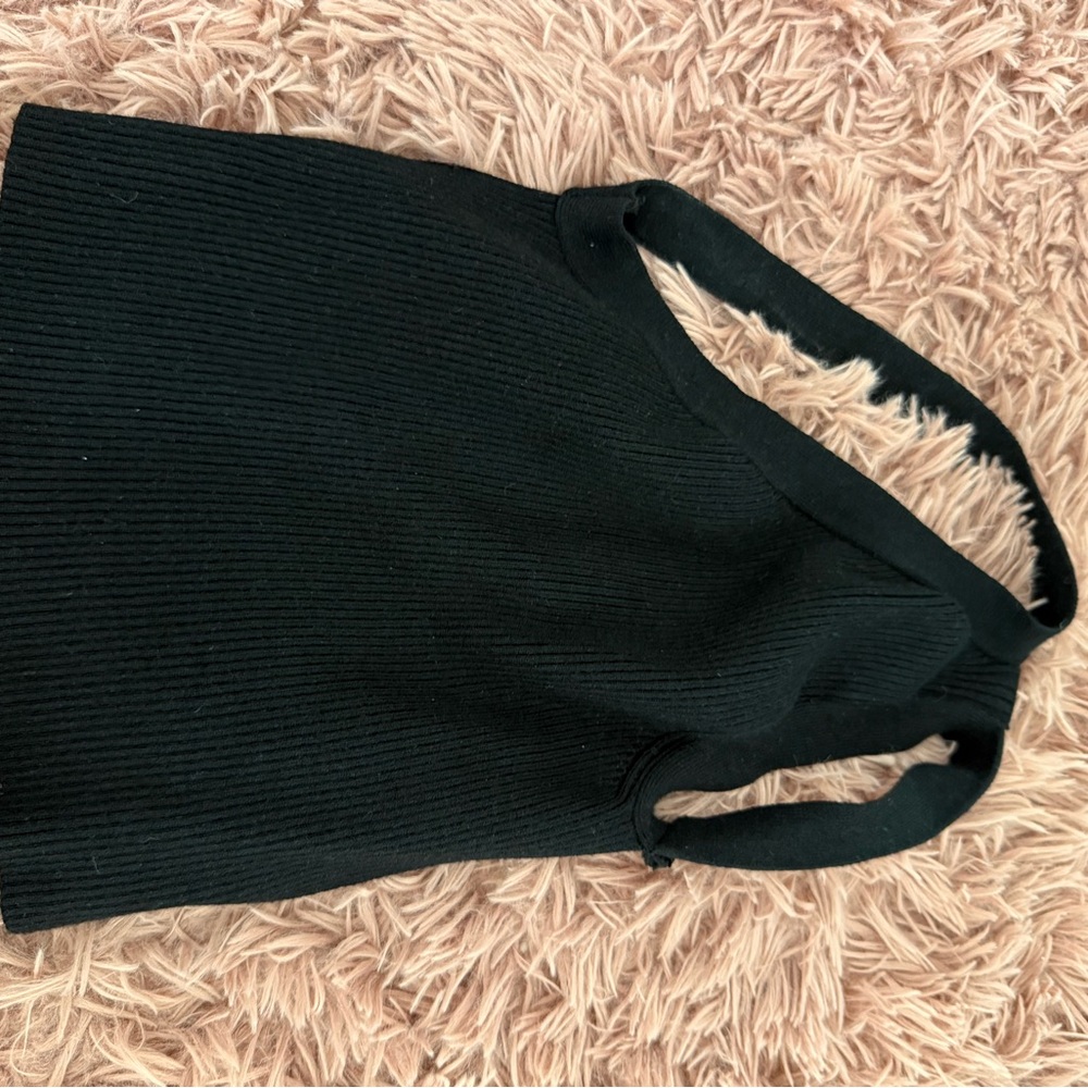 Black Ribbed Halter Top
